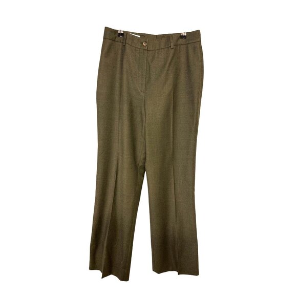 Vintage Bernard Zins Women's Dark Khaki Green Wool & Kashmir Trousers Size 8 - Picture 2 of 14